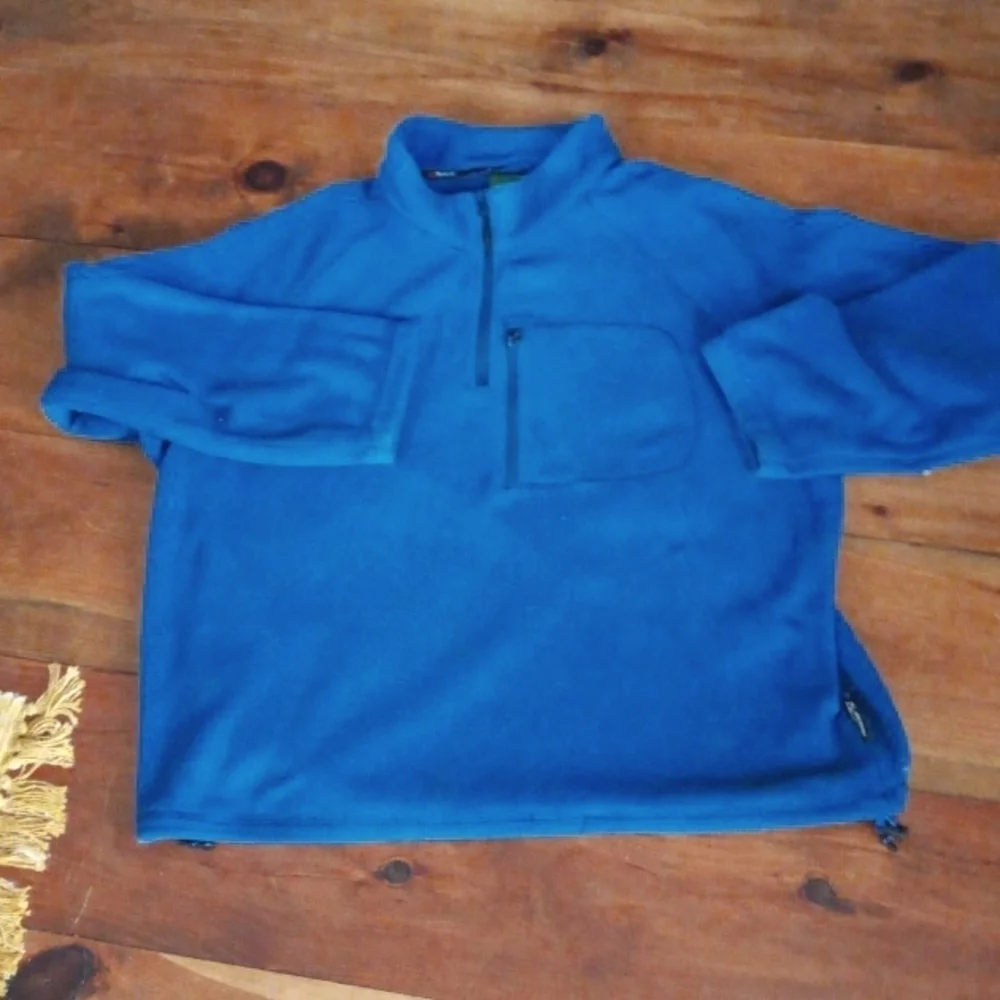 Cabelas Fleece Jacket Mens 2XL Blue Polartec Quarter Zip Long Sleeve.